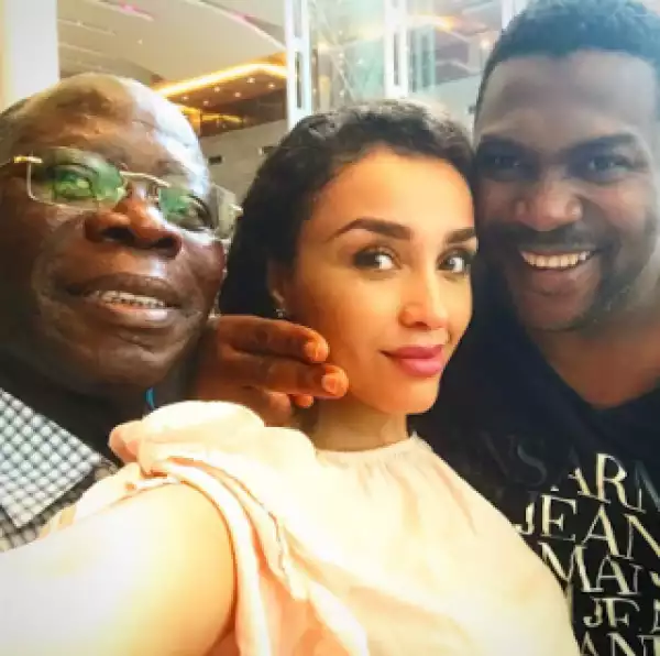Adams Oshiomole, His Wife And Nollywood Filmmaker, Elvis Chuks Spotted In Los Angeles (Photo)